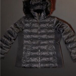 Nautica Black Puffer Jacket with Fur Hood
